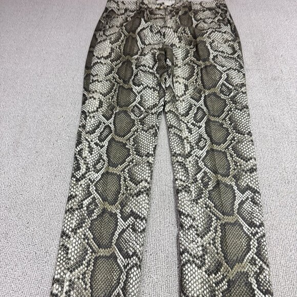 Michael Kors Pants Brown Skinny Green Snake Skin Print Women’s Size 4 - Picture 7 of 12